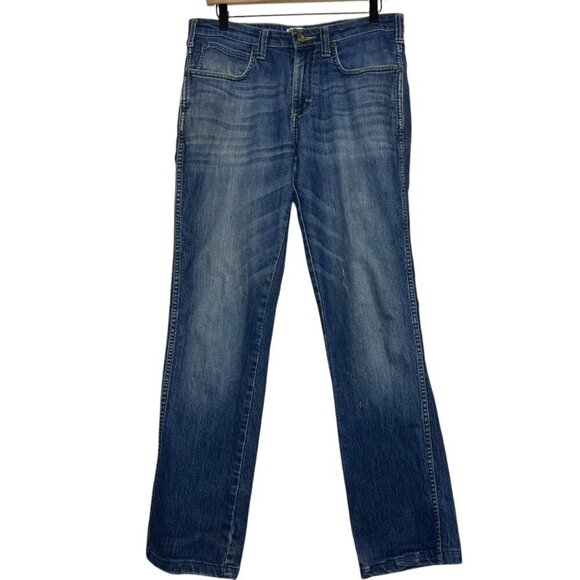 Wrangler Men's 32 Millard Indigo Wash Straight‎ Leg Jeans Cotton Stretch Denim - Picture 1 of 7